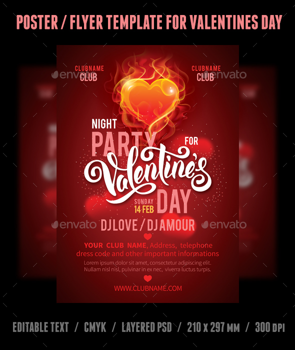 Valentines Day Poster Template - Clubs & Parties Events
