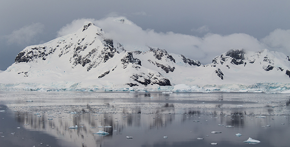 Reflected Island Mountains in Antarctica alt