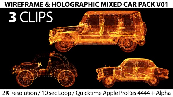 Wireframe Holographic Mixed Car Pack V01