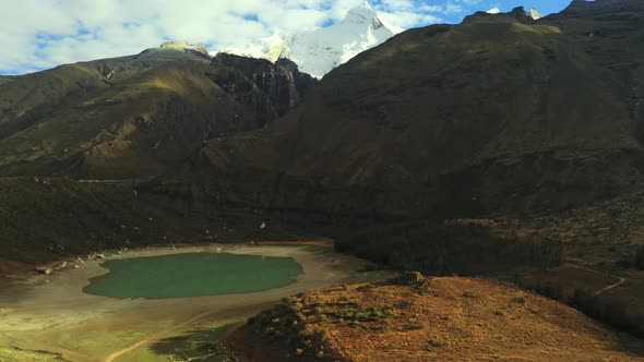 A lake formed by melting glaciers in the Peruvian Andes is the result of global warming and climate alt