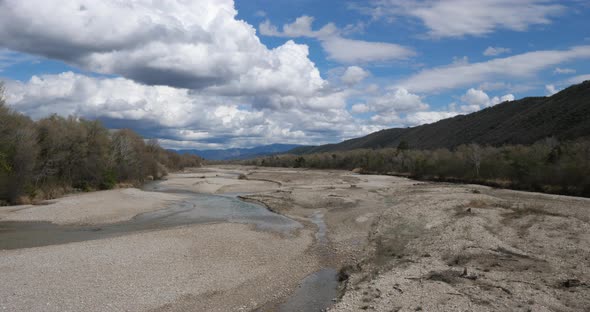 River La Durance. Dryness during the Spring season, Alpes de Haute Provence, France. alt