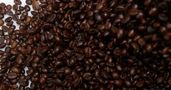 Coffee Beans Falling, Slow Motion 4K