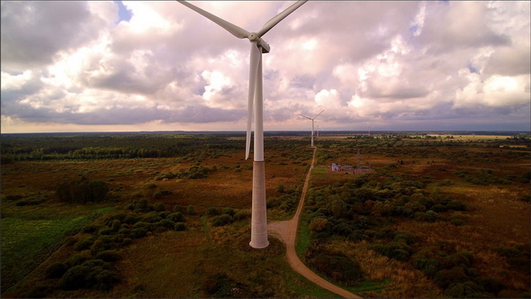 Big Windmills on the Oil Shale Land in Kivioli