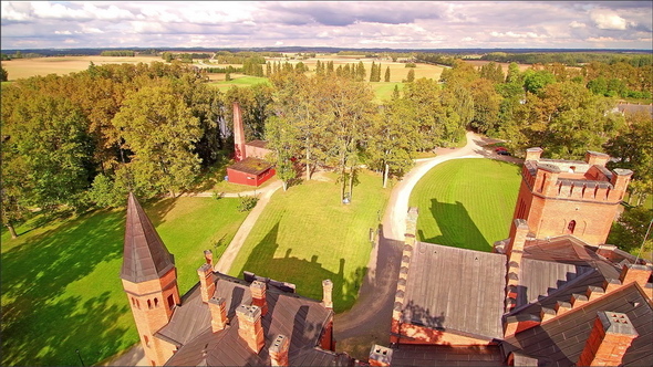 Aerial view of the Sangaste Castle and the Trees Around it