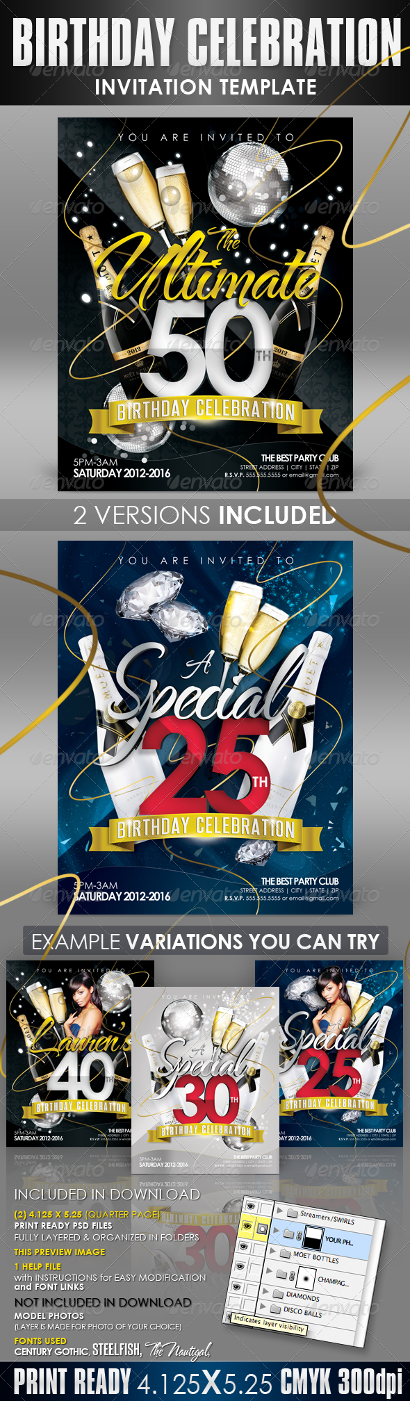 Birthday Invitation Templates - Club Flyer Style Throughout 50Th Birthday Flyer Template Free