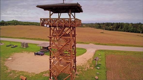 A Wooden Watch Tower in the Field in Meremae
