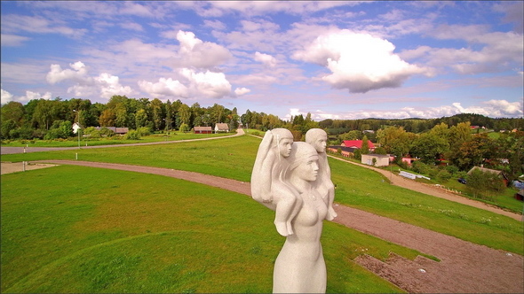 Quick Shot of the Estonian Mother Monument in a Hill
