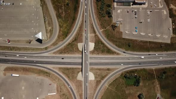 Aerial View of Transport Junction, Traffic Cross Road Junction Day alt