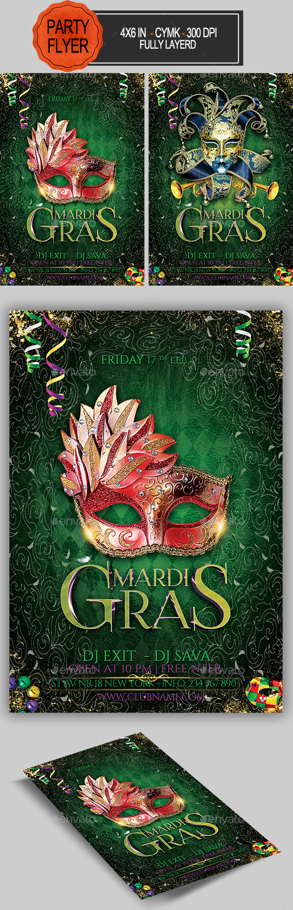 Mardi Gras Party Flyer - Clubs & Parties Events