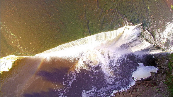 Aerial Close Up Shot of the Jagala Falls in Estonia