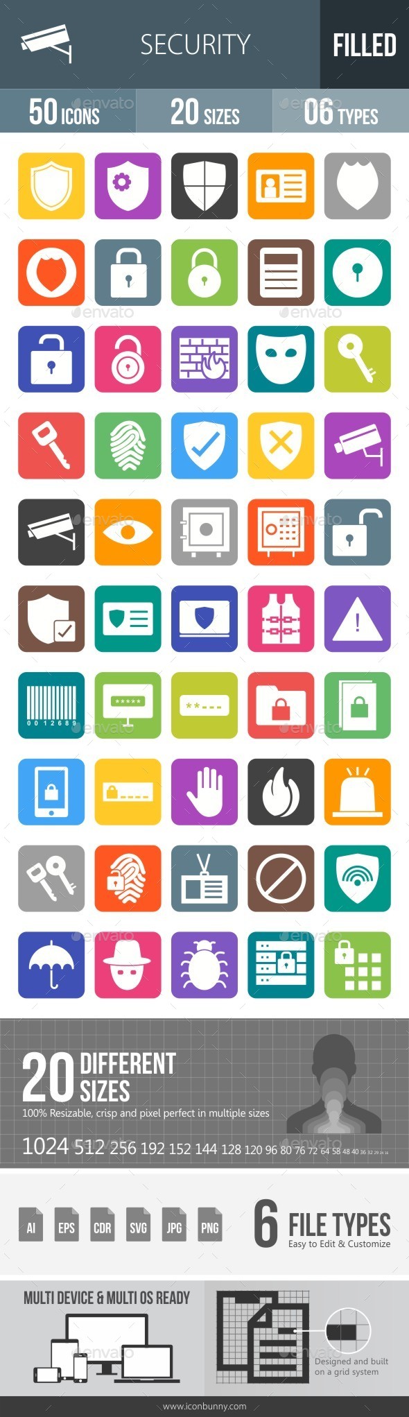 Security Flat Round Corner Icons - Icons