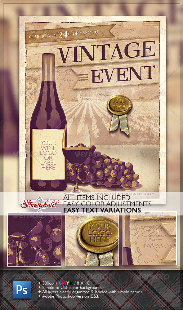 Vintage Wine Event Flyer - Clubs & Parties Events