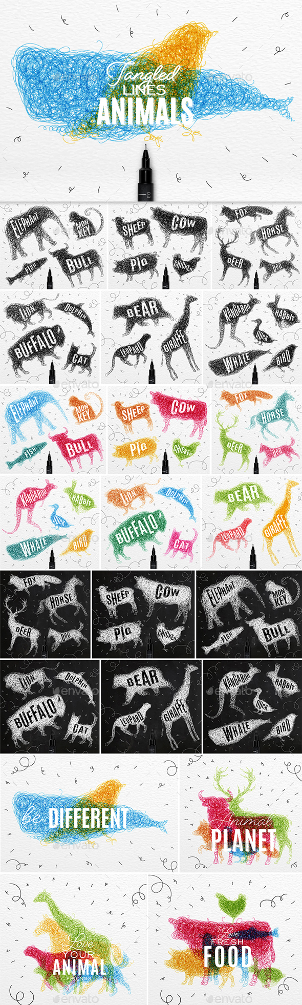 Animals Tangled Line - Animals Characters