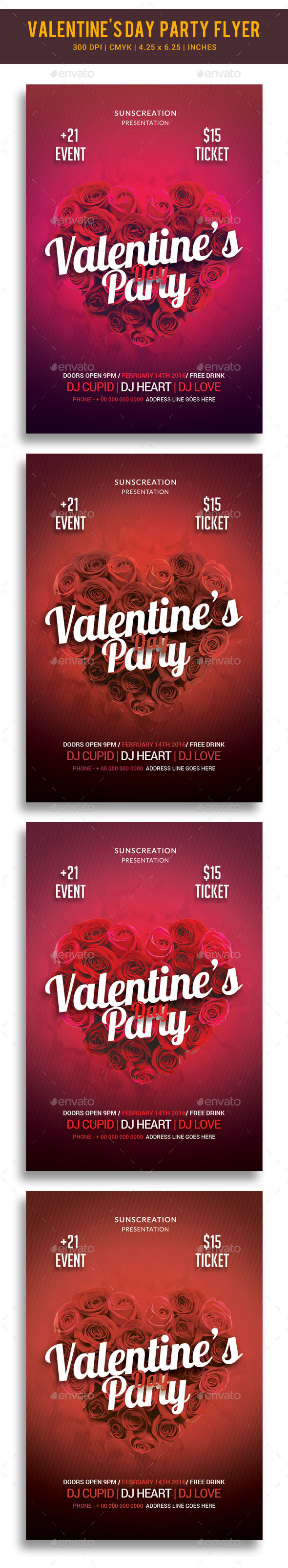 Valentine's Day Party Flyer Template - Clubs & Parties Events