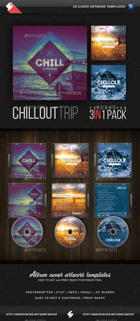 Chill Trip - CD Cover Templates Collection - CD & DVD Artwork Print Templates