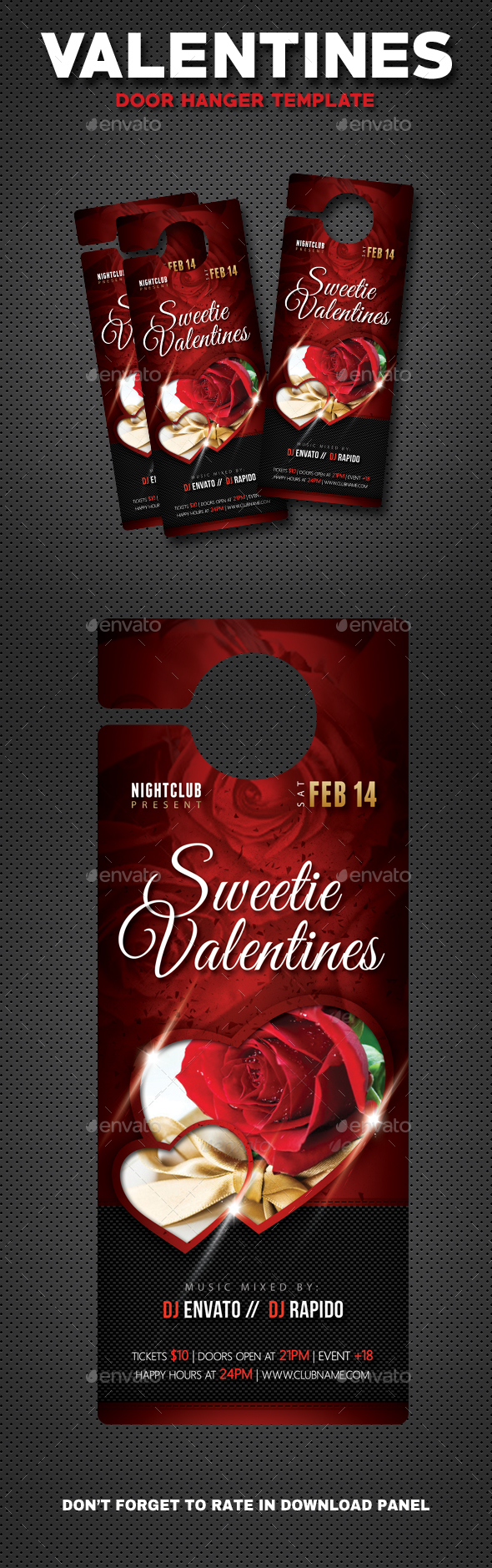 Valentines Day Club Party Door Hanger - Miscellaneous Print Templates