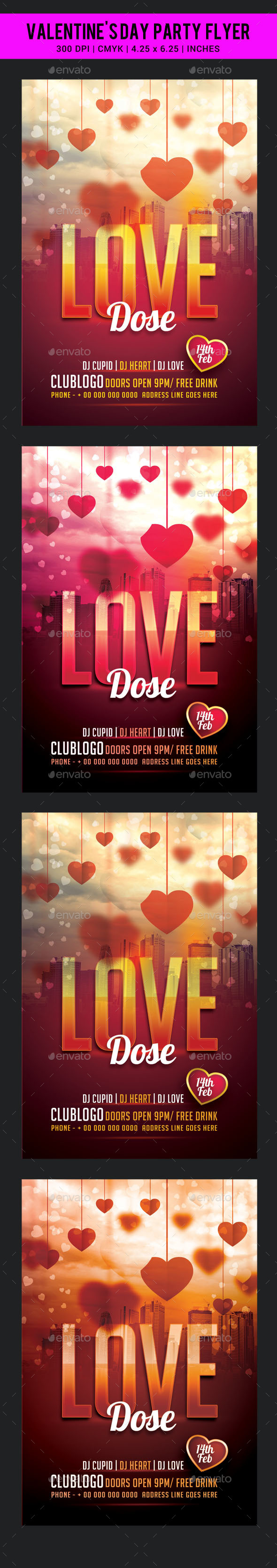 Valentine's Day Party Flyer Template - Clubs & Parties Events
