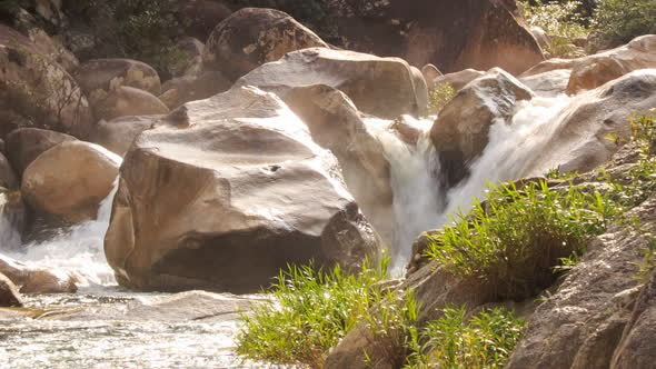 Waterfalls Cascade of Mountain River Stormy Stream among Rocks alt