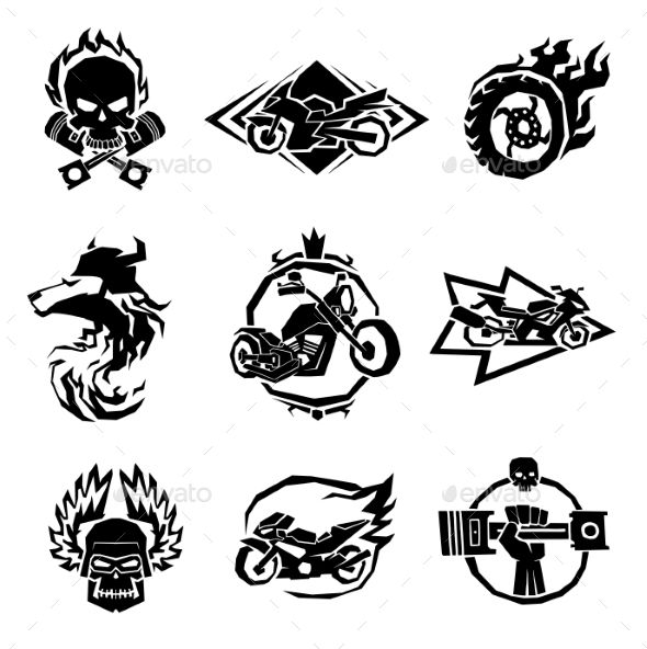 Bikers Badges Emblems Vector Icons - Miscellaneous Icons