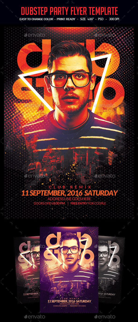 Dubstep Party Flyer Template - Clubs & Parties Events