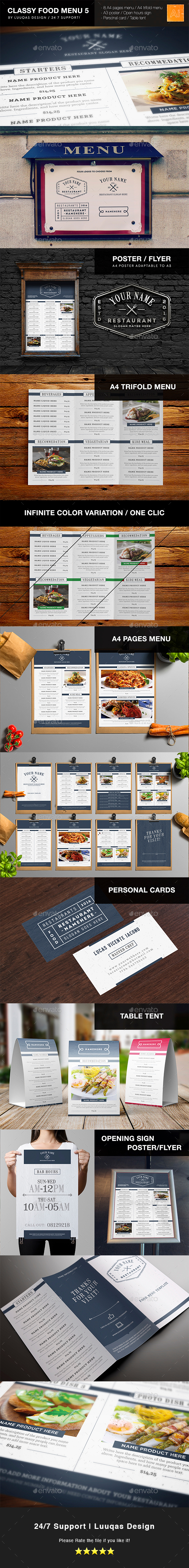 Classy Food Menu 5 - Food Menus Print Templates