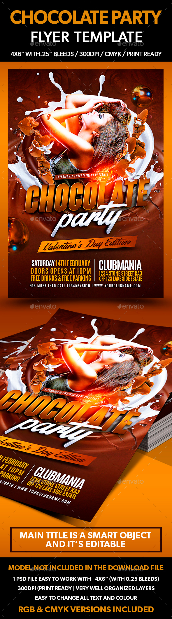 Chocolate Party Flyer Template - Clubs & Parties Events