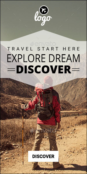 Discover travel web banner by Graphictool | GraphicRiver