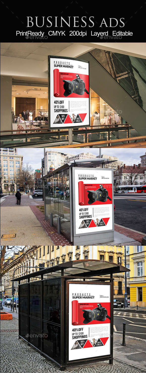 Product Promotion Outdoor Bus Stop Ad - Signage Print Templates