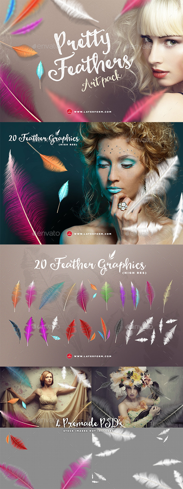 Pretty Feathers Art Pack - Objects Illustrations
