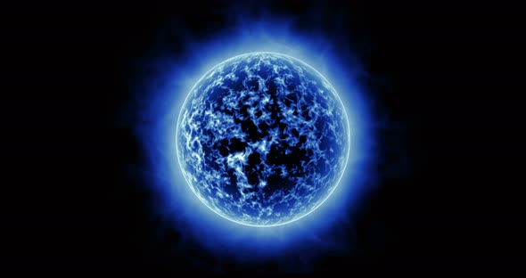 Sun Blue Surface With Solar Flares