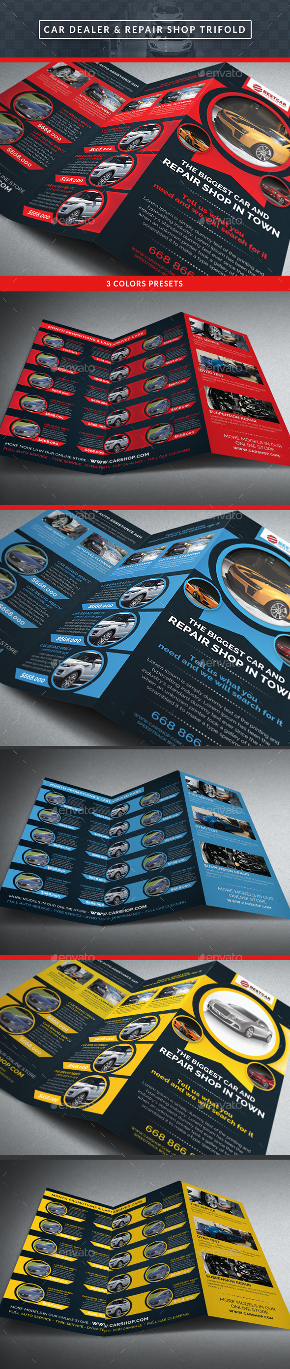 Car Dealer & Auto Services Trifold Brochure - Brochures Print Templates