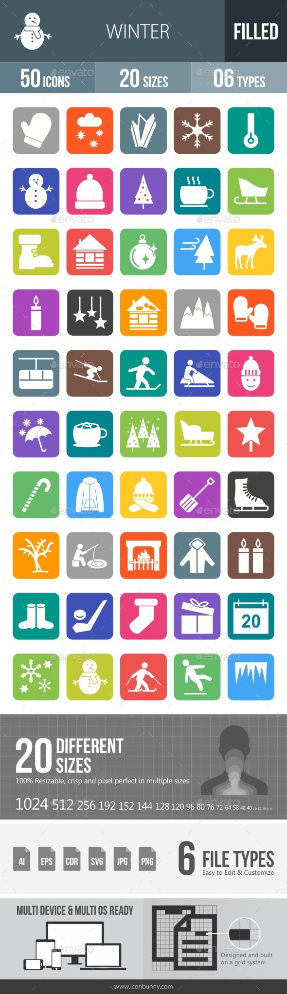 Winter Flat Round Corner Icons - Icons