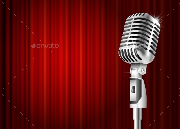 Microphone And Red Curtain - Man-made Objects Objects
