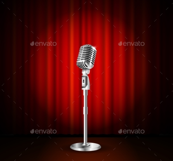 Microphone And Red Curtain - Man-made Objects Objects