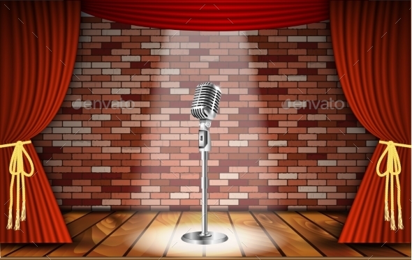 Microphone And Red Curtain - Man-made Objects Objects