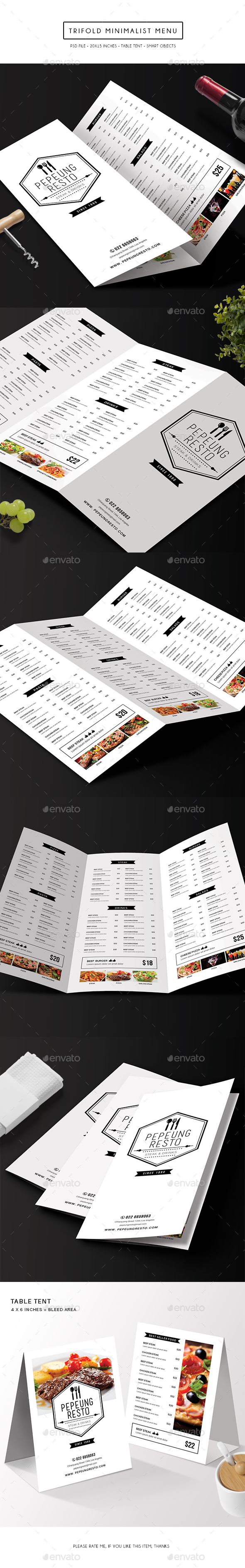 Trifold Minimalist Menu - Food Menus Print Templates