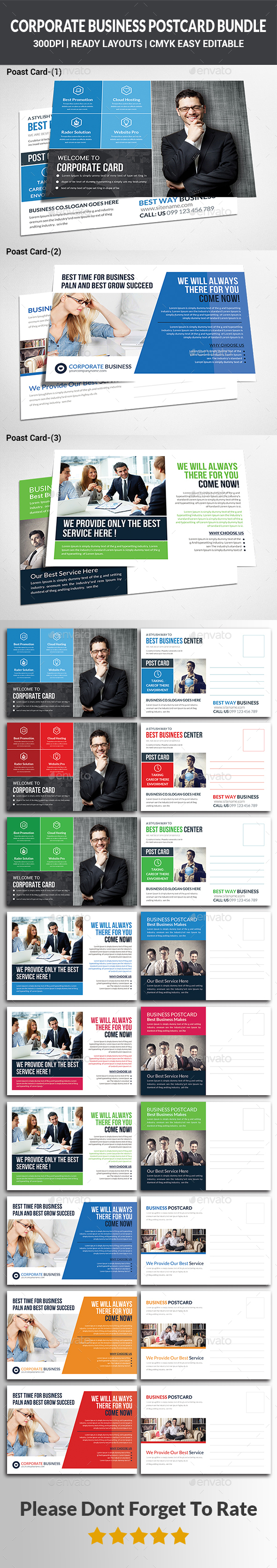Company Postcard Bundle - Cards & Invites Print Templates