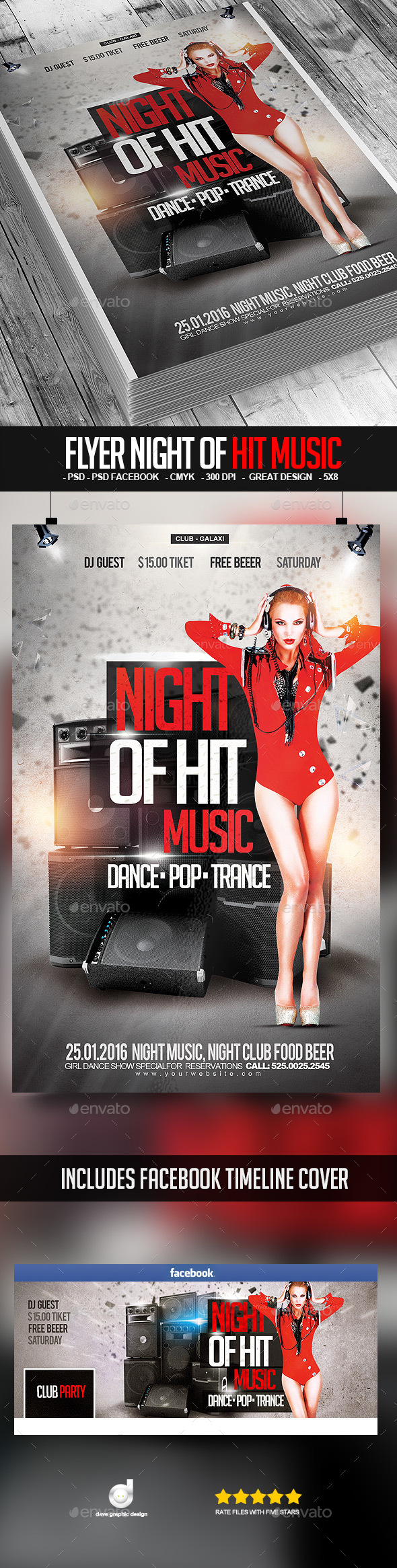 Flyer Night of Hit Music - Clubs & Parties Events