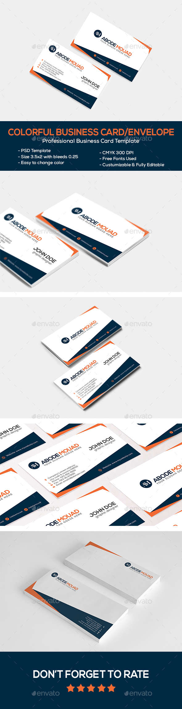 Colorful Business Card & Envelope Pack - Business Cards Print Templates