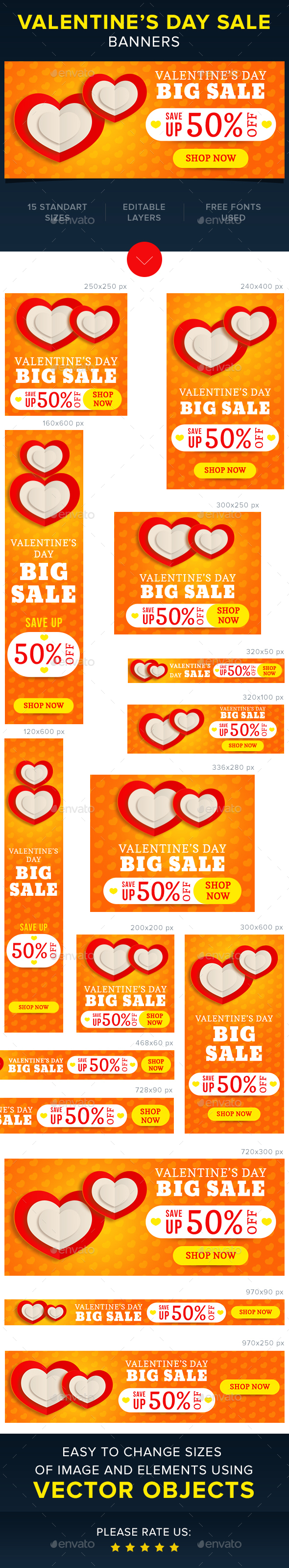 Valentine's Sale Banners - Banners & Ads Web Elements