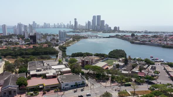 Modern City Center of Cartagena Colombia Aerial View