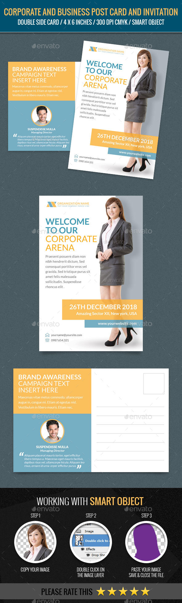 Corporate and Business Post Card - Cards & Invites Print Templates