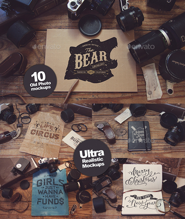 10 Old Photo Mockups - Product Mock-Ups Graphics