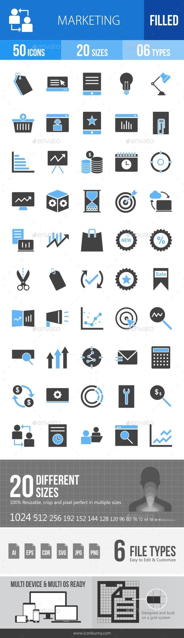 Marketing Blue & Black Icons - Icons