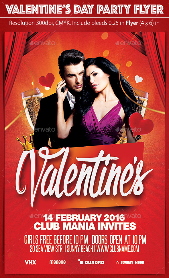 Valentine's Day Party Flyer - Clubs & Parties Events
