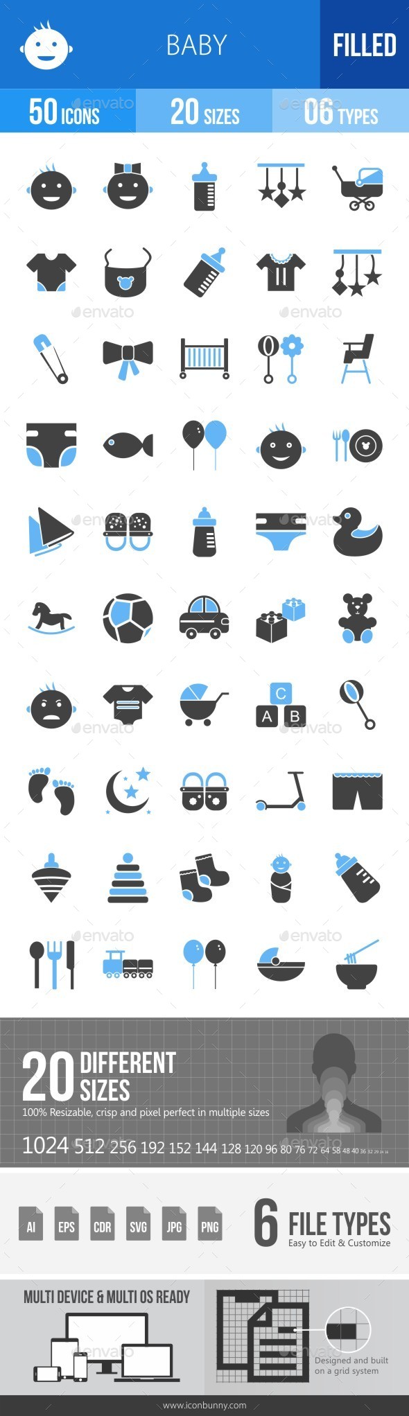 Baby Blue & Black Icons - Icons