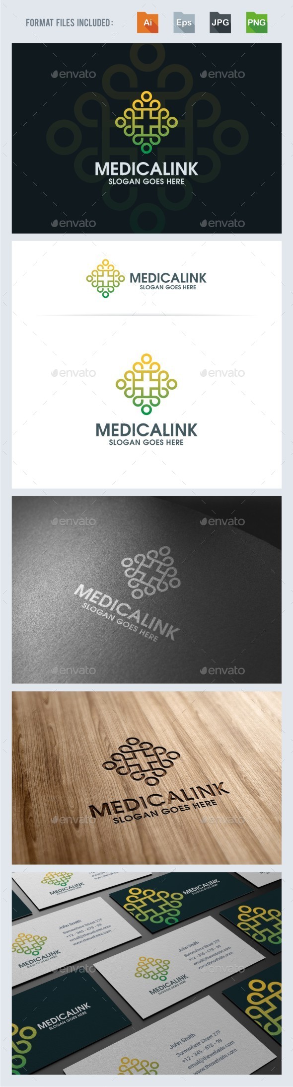Medical Cross - Linked People Logo Template - Humans Logo Templates