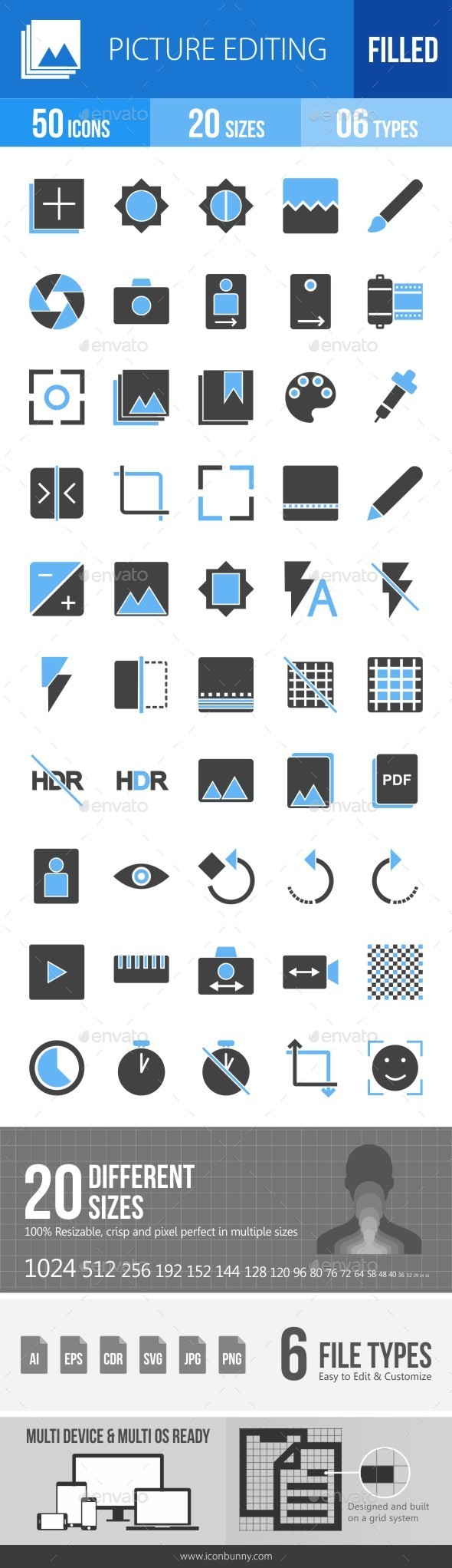 Picture Editing Blue & Black Icons - Icons