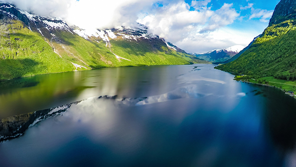 Aerial Of Beautiful Nature Norway alt