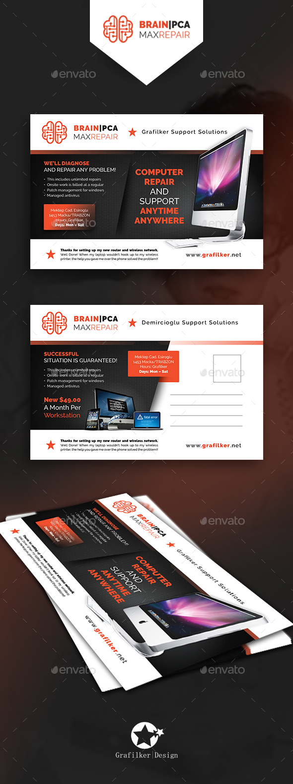 Computer Repair Postcard Templates - Cards & Invites Print Templates